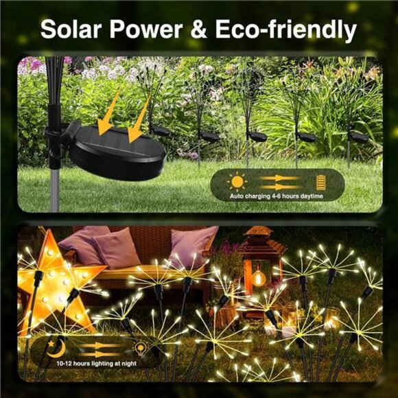 Solar Garden Lights,2PACK Swaying Twinkling Firework Lights with 2 Modes - Picture 7 of 8